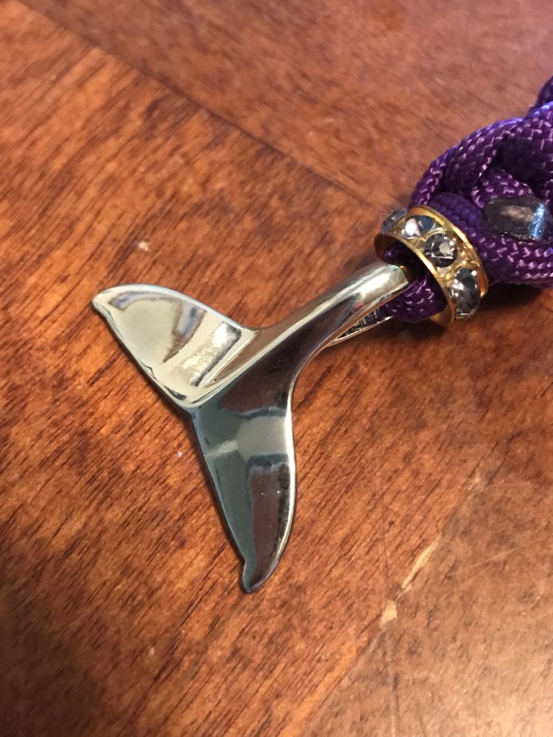 Whale Tail Keychain- Acid Purple w Rhinestone Bead - Image 6
