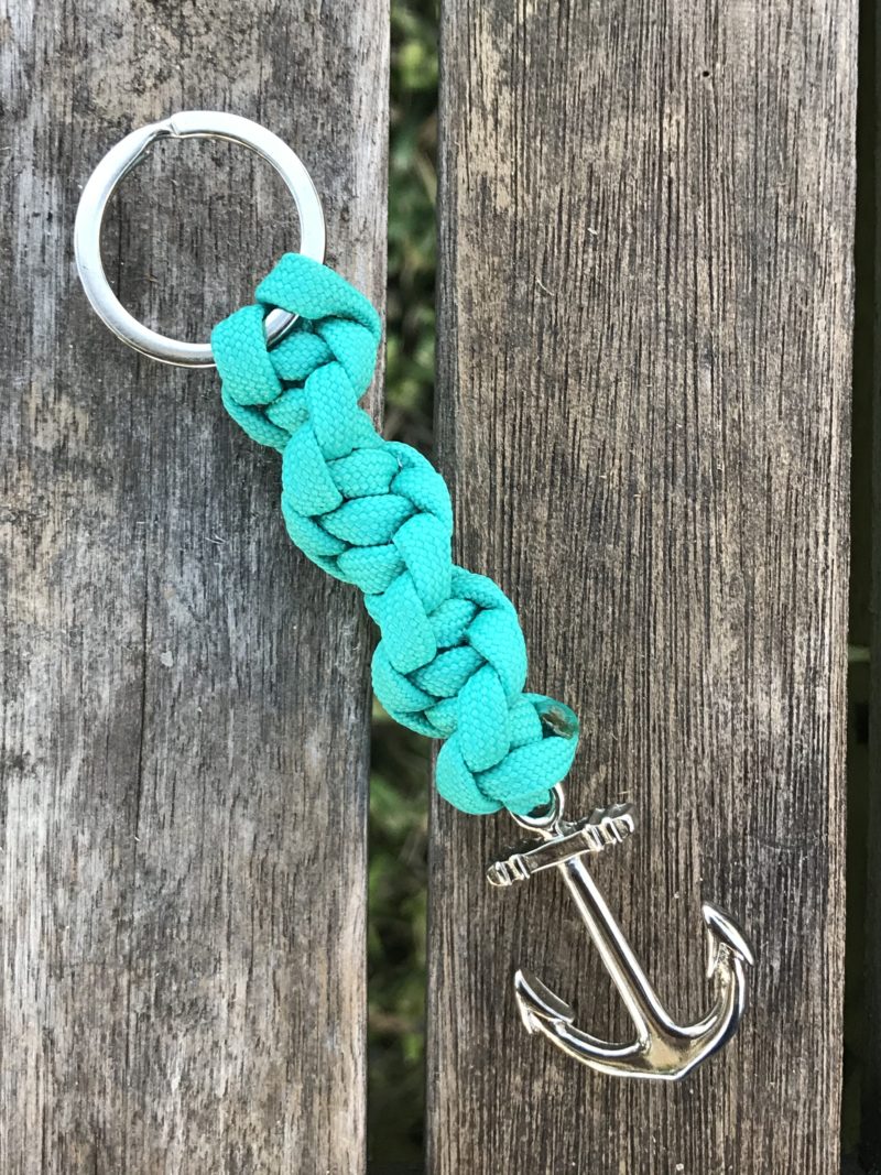 Anchor Keychain- Seafoam Green Spiral Wrap - Darcizzle Offshore