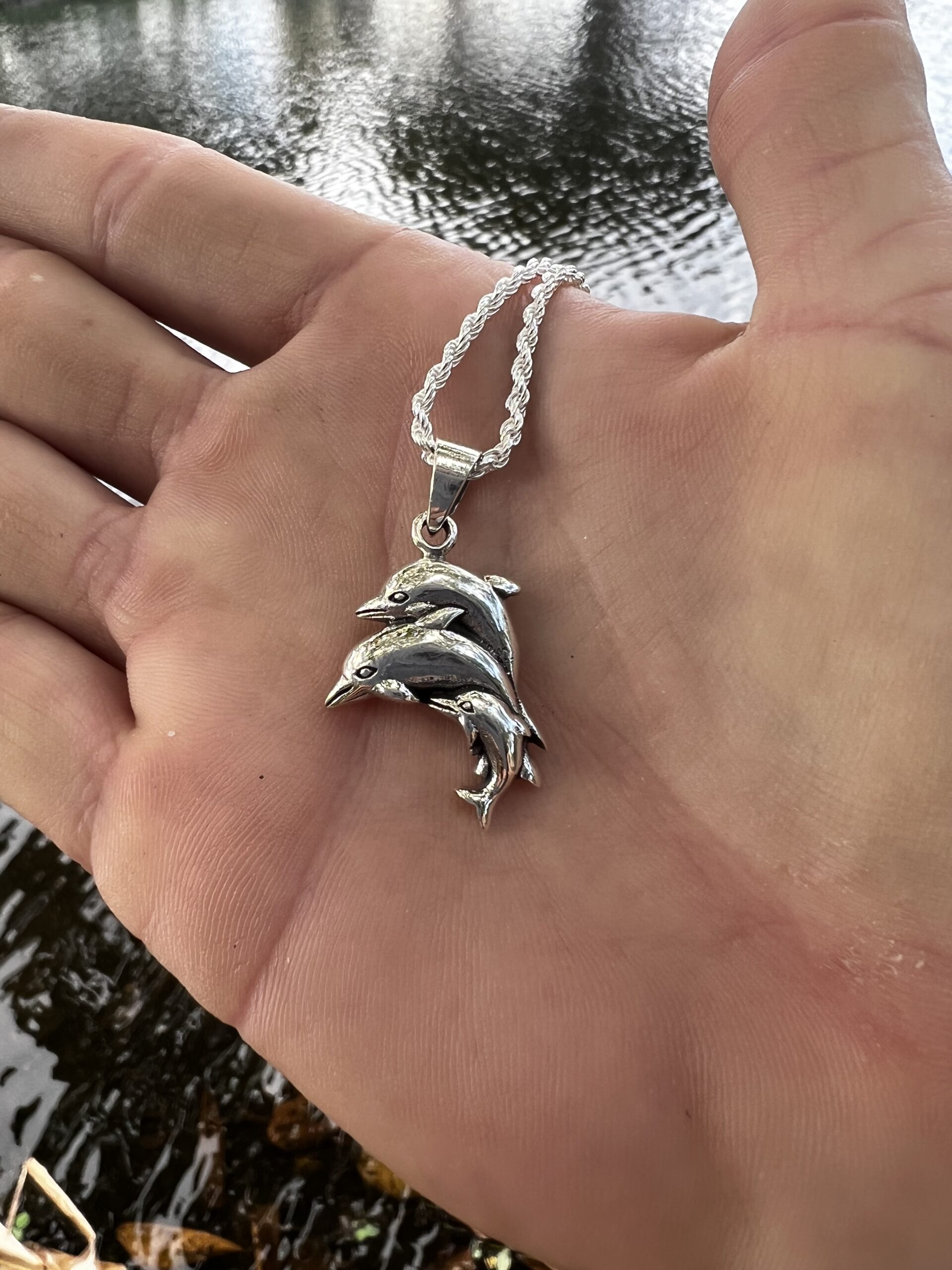 Dolphin Family Pendant Necklace - Image 2